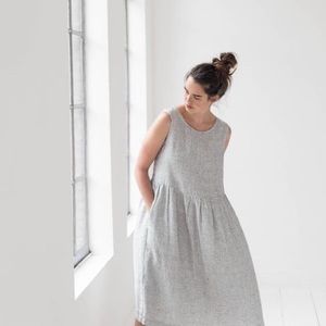 Not Perfect Linen Smock Maxi Dress | Large Checks
